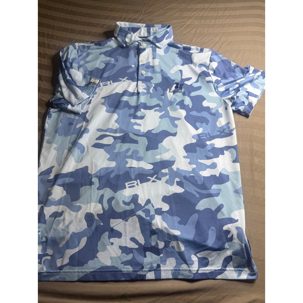 RLX Ralph Lauren Mens Blue Camo Kapalua Golf Polo Shirt Size M - Picture 3 of 9